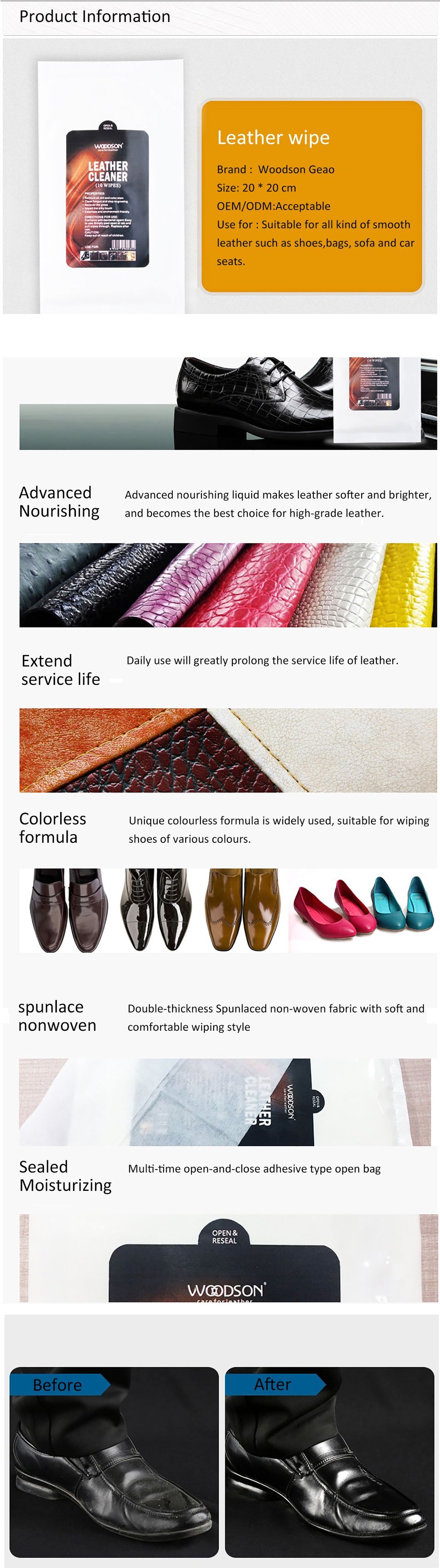 High Quality Leather Shoes Cleaning Leather Wetwipe Leather Coats Cleaning Product