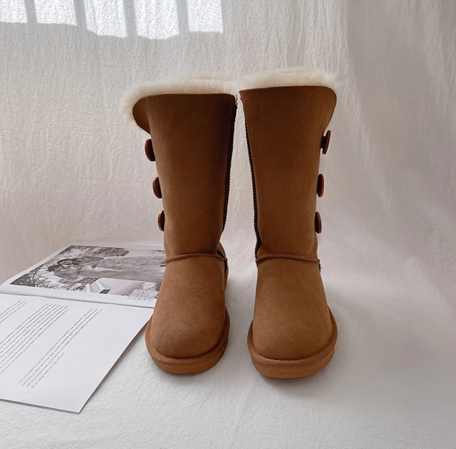 Hot Sales Classica Tall Baily Button Geniune Sheepskin Winter Snow Boots for Womes