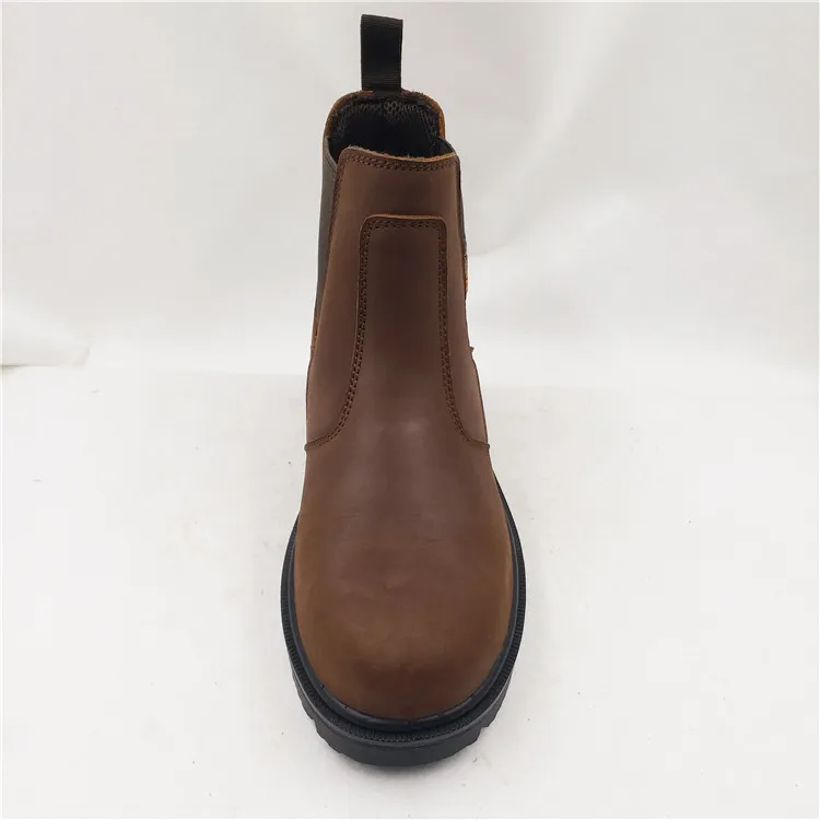 Hot Selling Genuine Leather Upper Steel Toe Cap Anti Impact Anti Slip Safety Shoes Without Lace