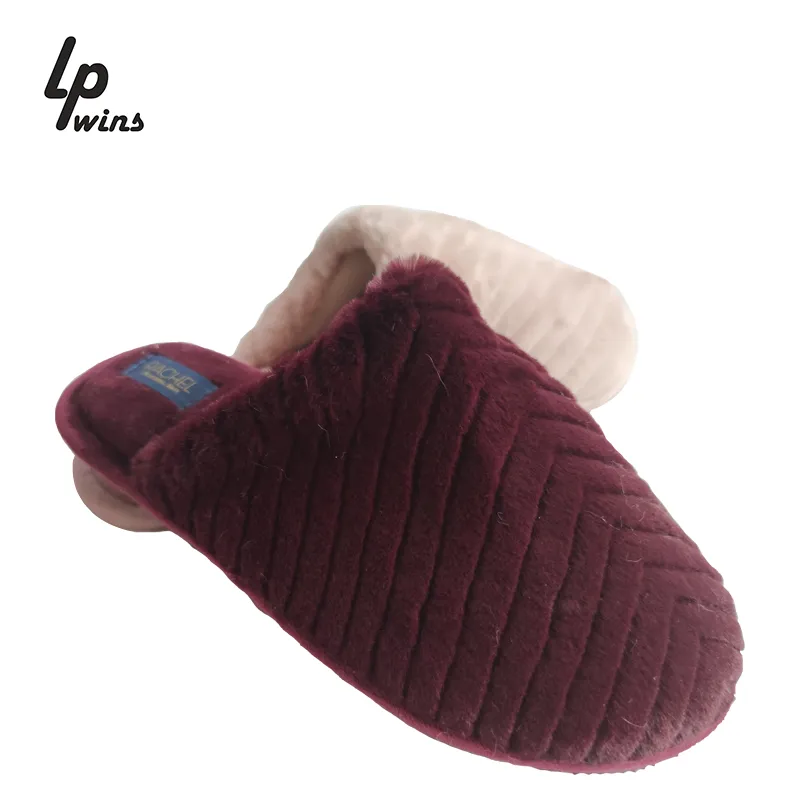 Lady Big Furry Slippers Flurry Fall Winter Fashion Suede Cotton Drag Non Slip Sole Fluffy House Slippers