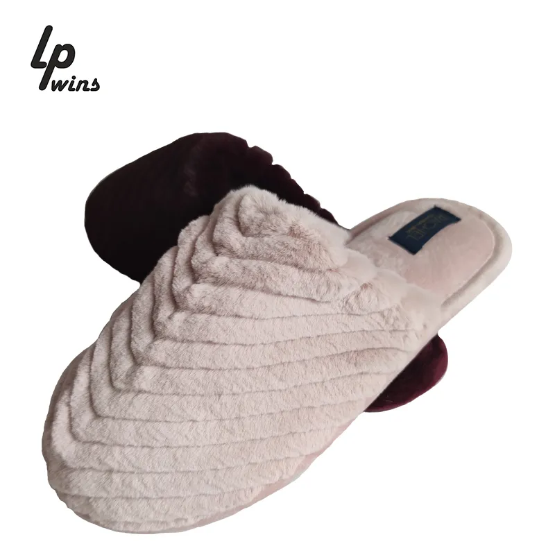Lady Big Furry Slippers Flurry Fall Winter Fashion Suede Cotton Drag Non Slip Sole Fluffy House Slippers