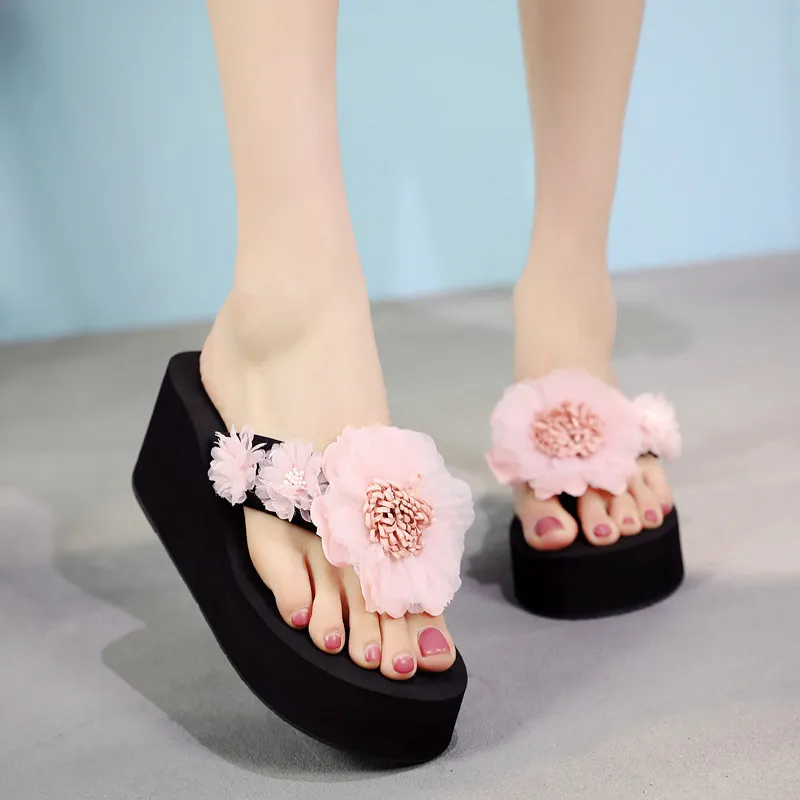 Latest Design Colorful Flower Ladies Slide Sandals Flat Slipper