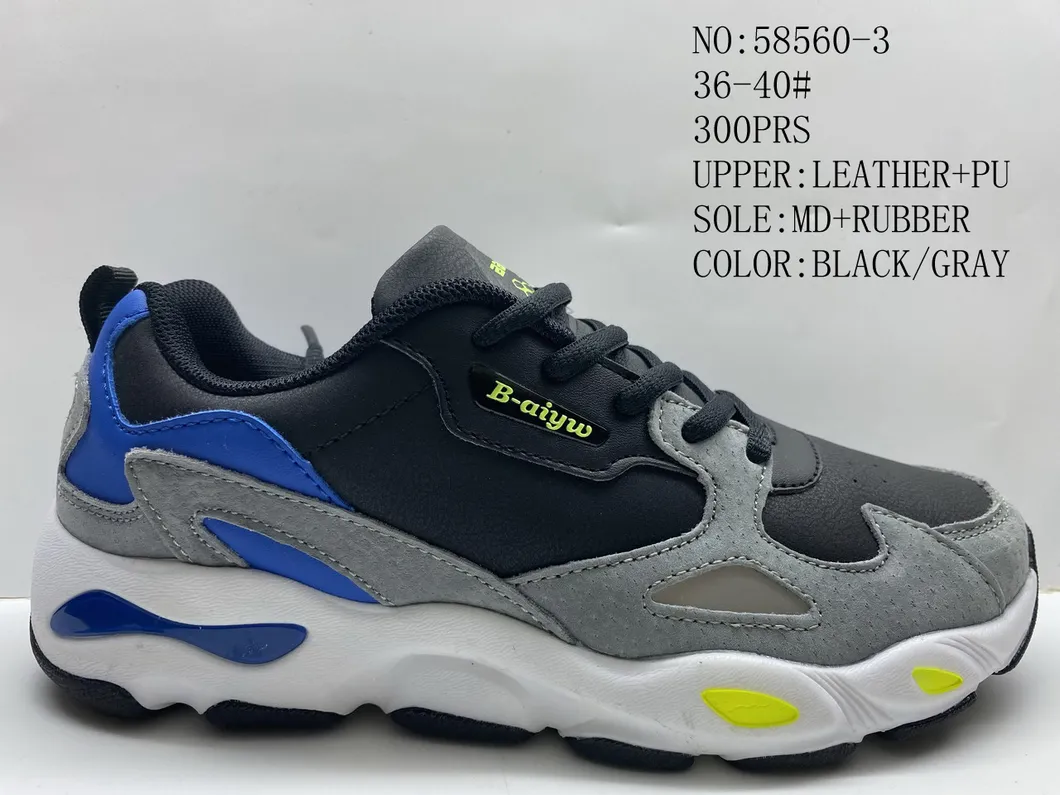 Leather Upper Lady Lace up Outdoor Sport Stock Shoes (No. 58560)