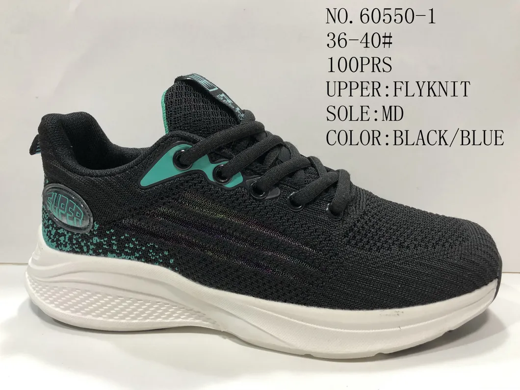 Men and Lady Breathable Shoes Flyknit Upper Sport Stock Shoes