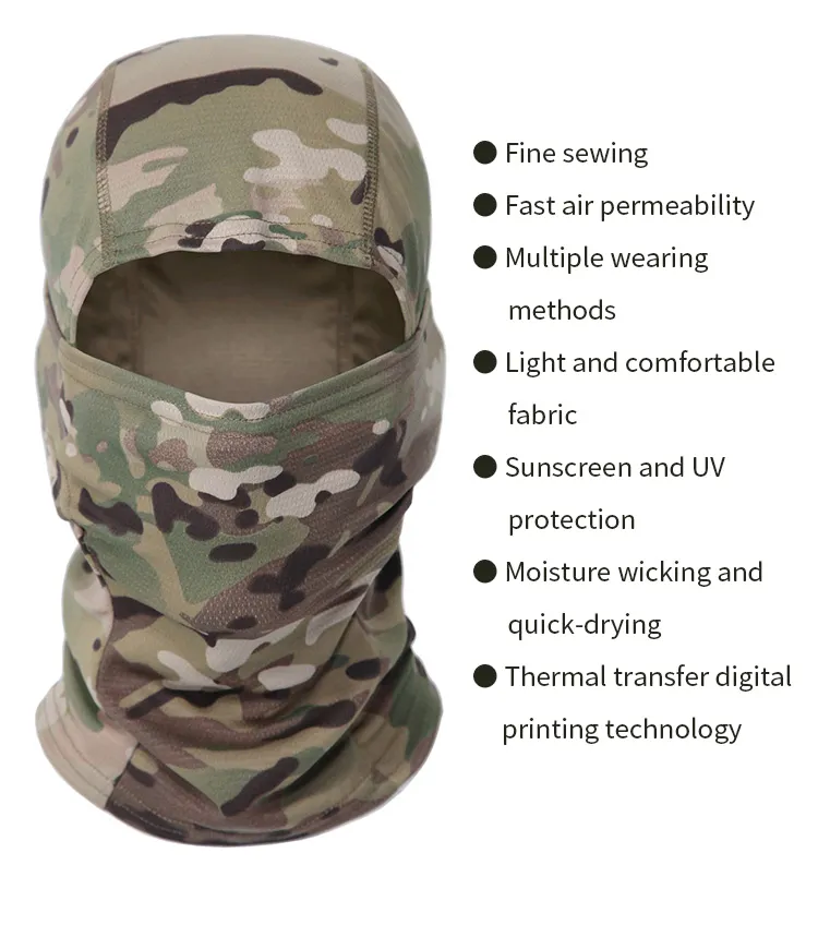 Men&Women Breathable Sun Protection Dust Proof Camouflage Full Face Mask for Outdoor Cycling/Riding/Skiing