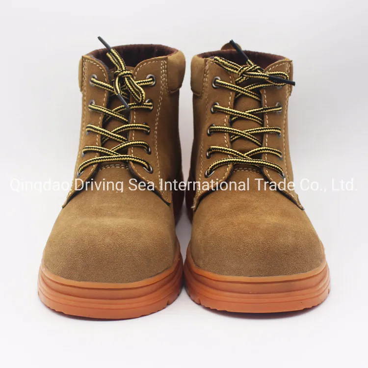 Men Work Shoes/Safety Shoes with Suede Leather Beef Tendon Sole
