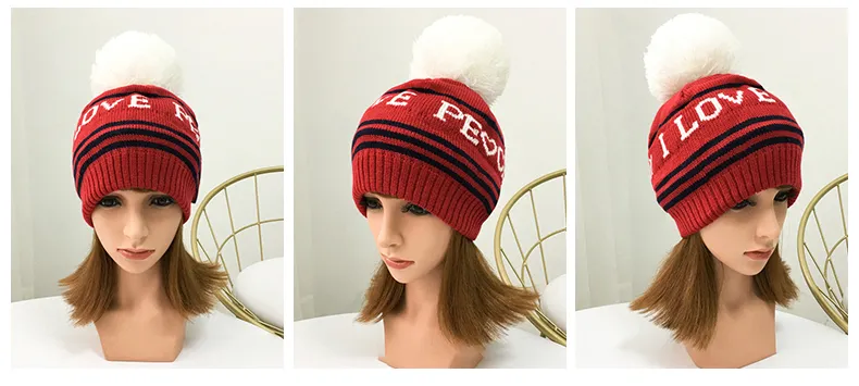 New Women POM POM Beanies Warm Knitted Bobble Girl Pompom Jacquard Casual Hat Beanie