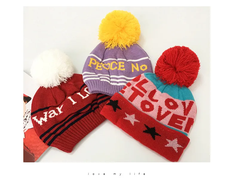 New Women POM POM Beanies Warm Knitted Bobble Girl Pompom Jacquard Casual Hat Beanie