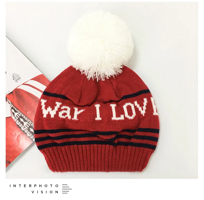 New Women POM POM Beanies Warm Knitted Bobble Girl Pompom Jacquard Casual Hat Beanie