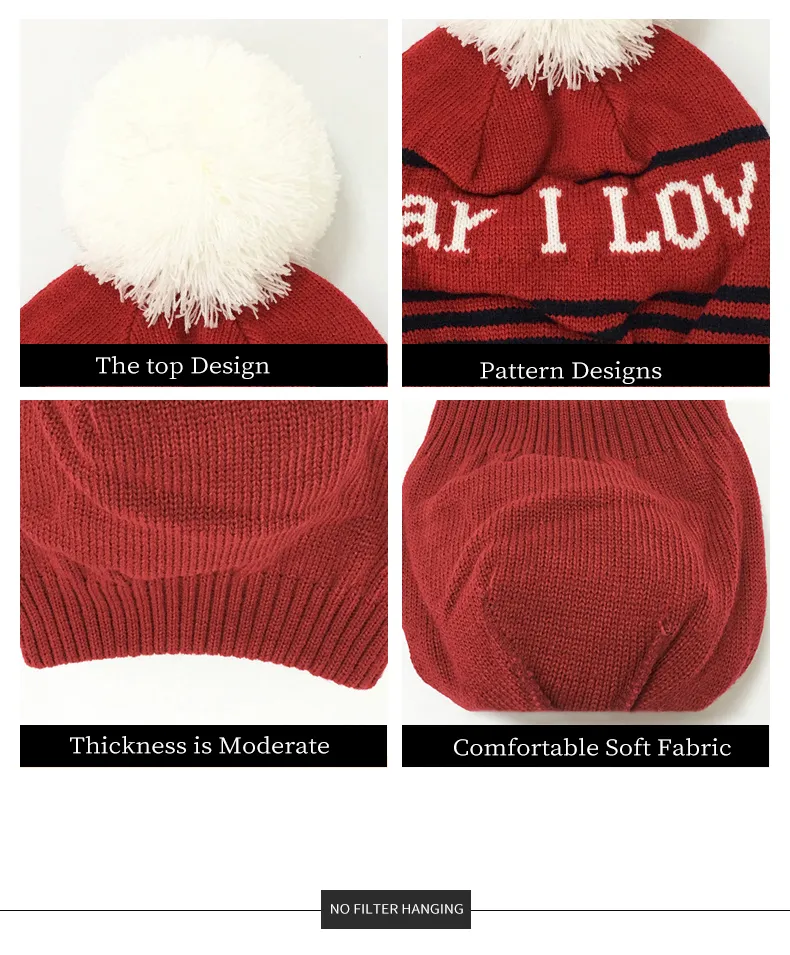 New Women POM POM Beanies Warm Knitted Bobble Girl Pompom Jacquard Casual Hat Beanie