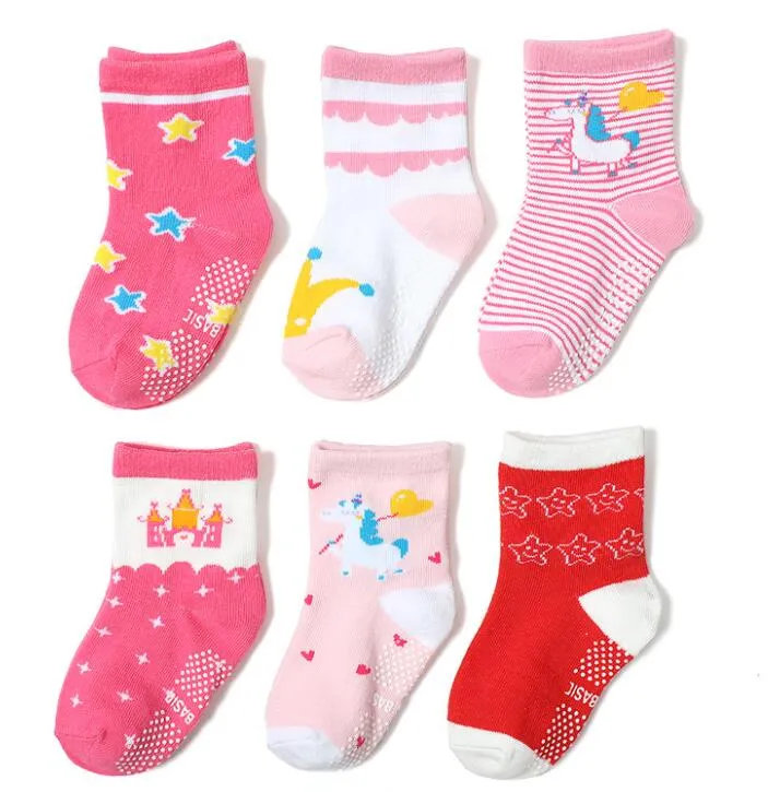 Newborn Baby Infant Toddle Cotton Socks with Grip Non Skid Socks for Girl