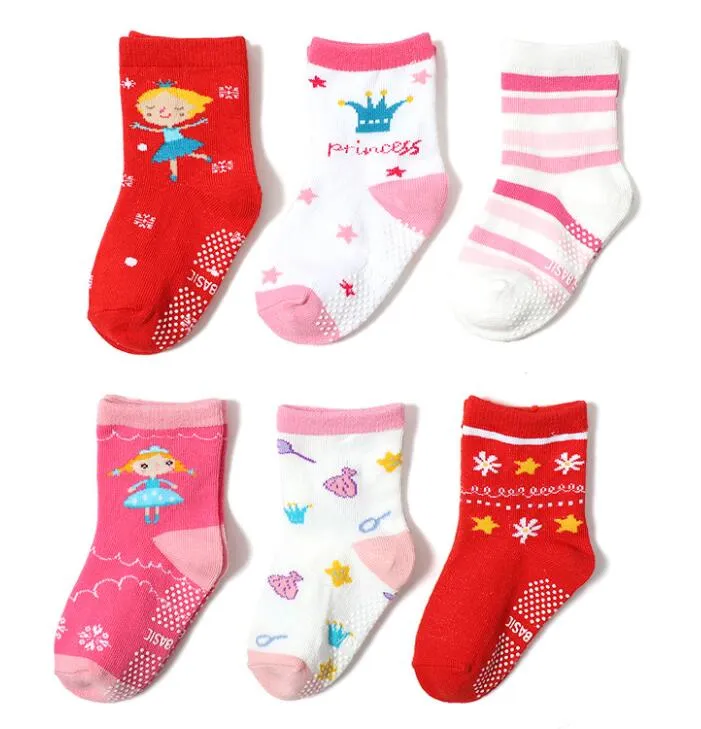 Newborn Baby Infant Toddle Cotton Socks with Grip Non Skid Socks for Girl