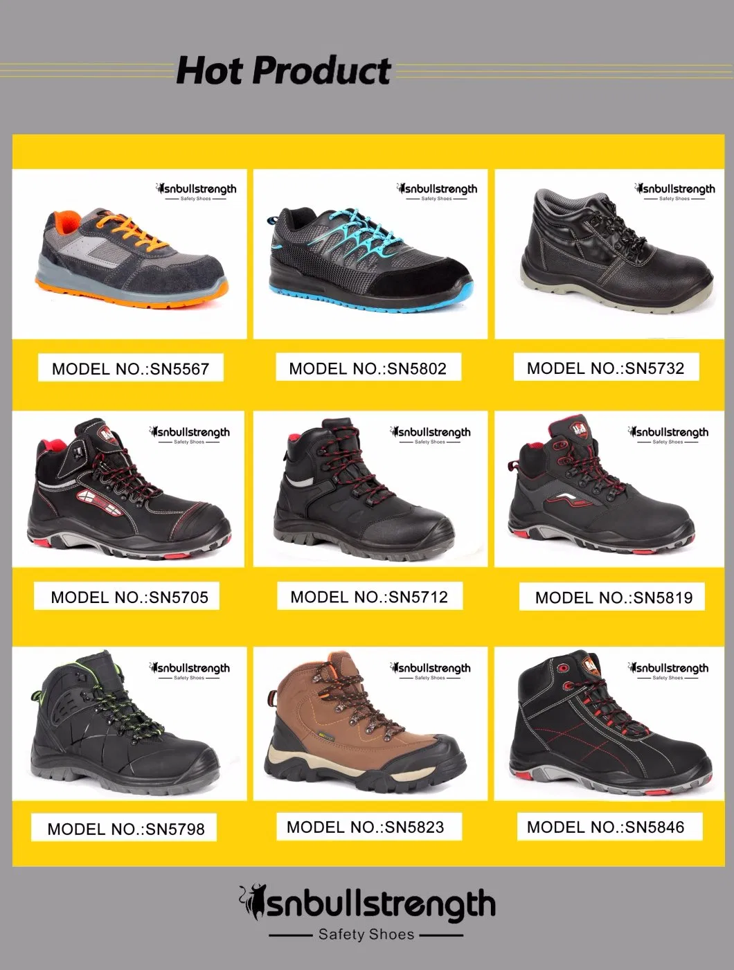 S1p China Factory Men/Women Basic Embossed Leather Safety Shoes Hot Selling Industrial Work Footwear Steel Toe PU Injection Shoes Best Quality Sn1358
