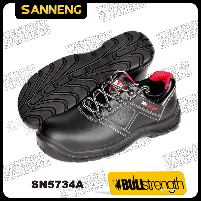 S1p Men Safety Shoes Basic Footwear Smooth Leather PU Sole Work Shoes Wearproof High Quality Always Stock up Competitive Price Low Cut Business Office (SN5733)