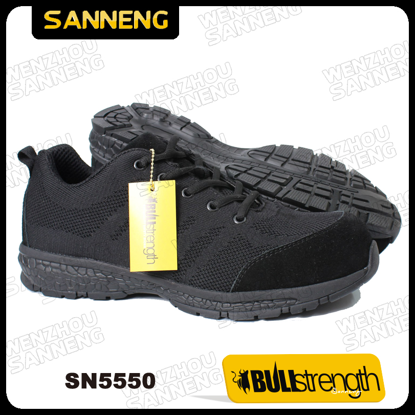 Sanneng Shoes Black Kpu Trainer Safety Shoes with S1P SRC (SN5550)