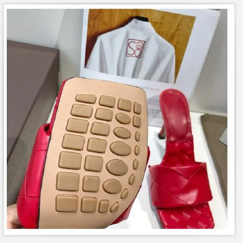 Sexy Flat Slides Lido Sandals Woven Red Color Women Slippers