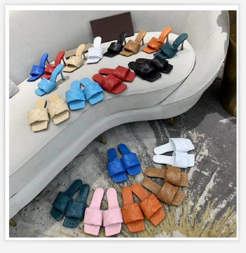 Sexy Flat Slides Lido Sandals Woven Red Color Women Slippers