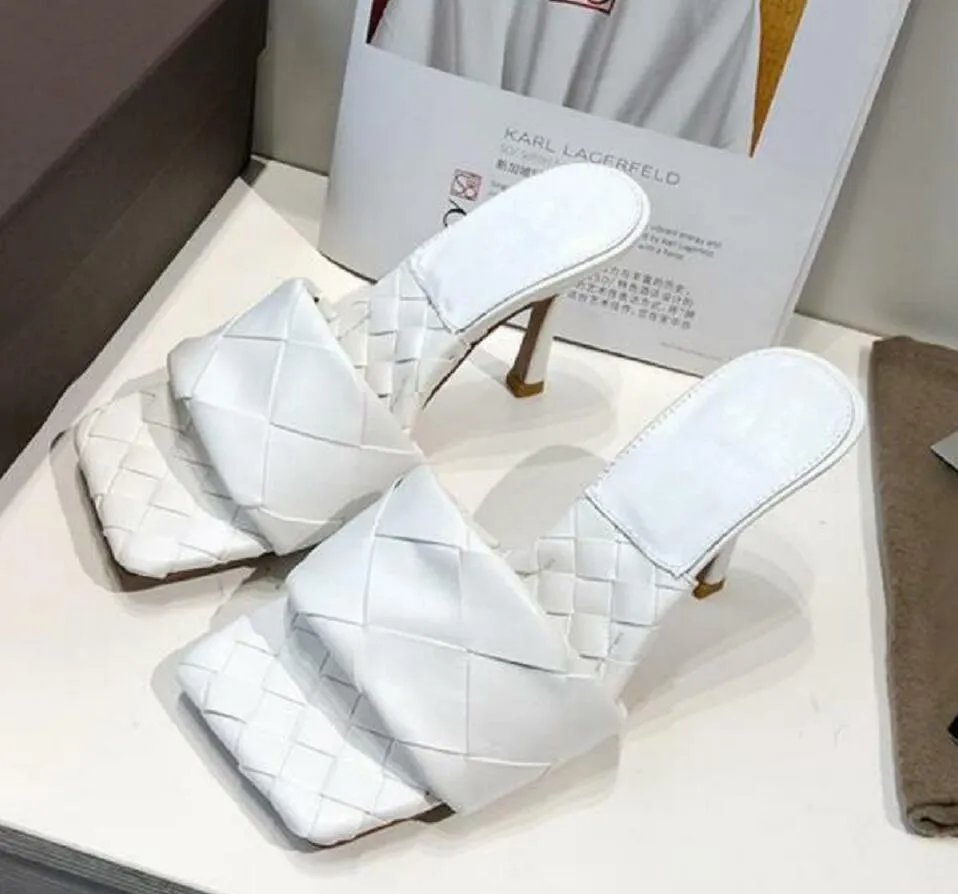 Sexy Flat Slides Lido Sandals Woven White Color Women Slippers