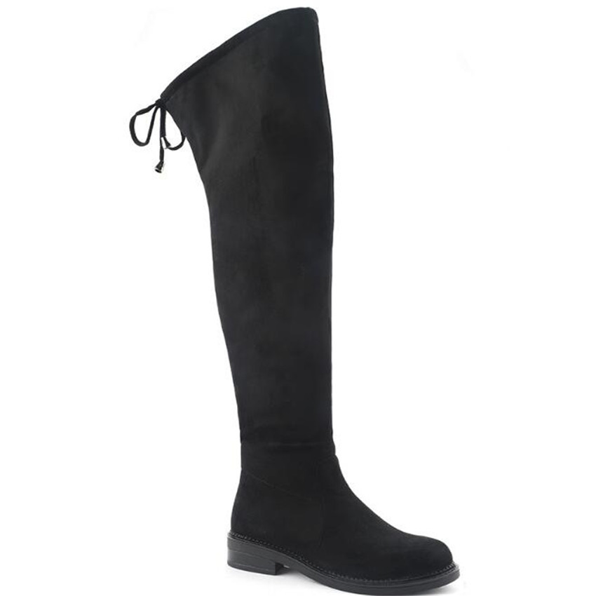 Sexy Ladies Thigh High Boots Flat Winter Boots Warm Plus Size Boots