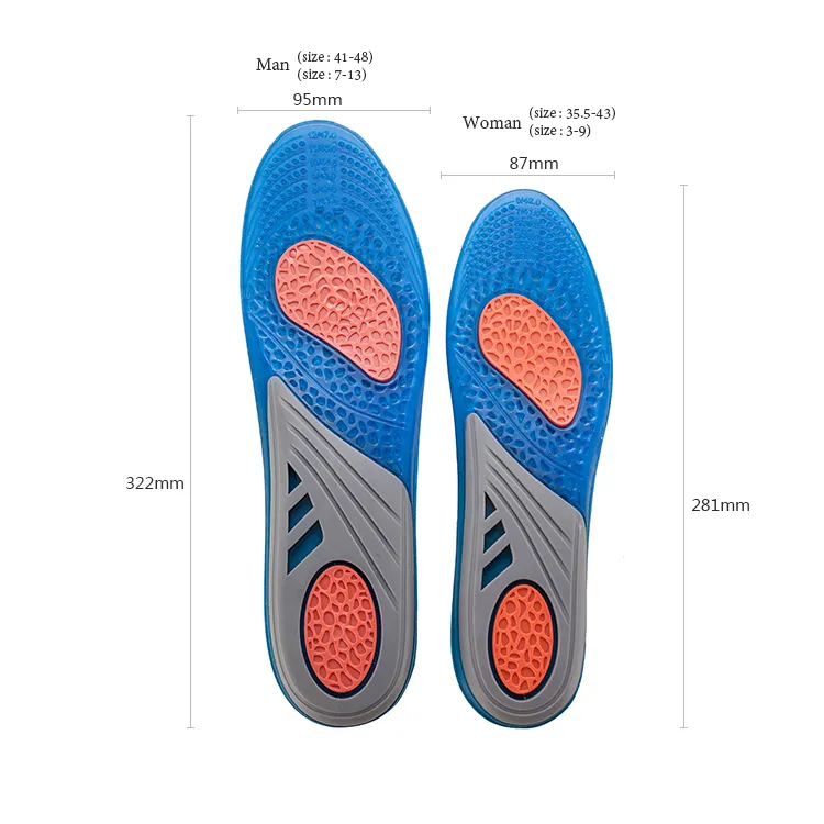 Silicone Insoles Orthotic Arch Support Shoes Pads