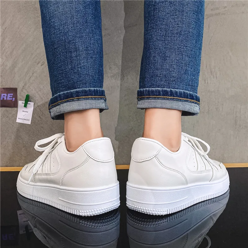 Sneaker Manufacturer Latest Sport Breathable Leather Made White Flat Sneakers Black Casual Shoes Men and Women