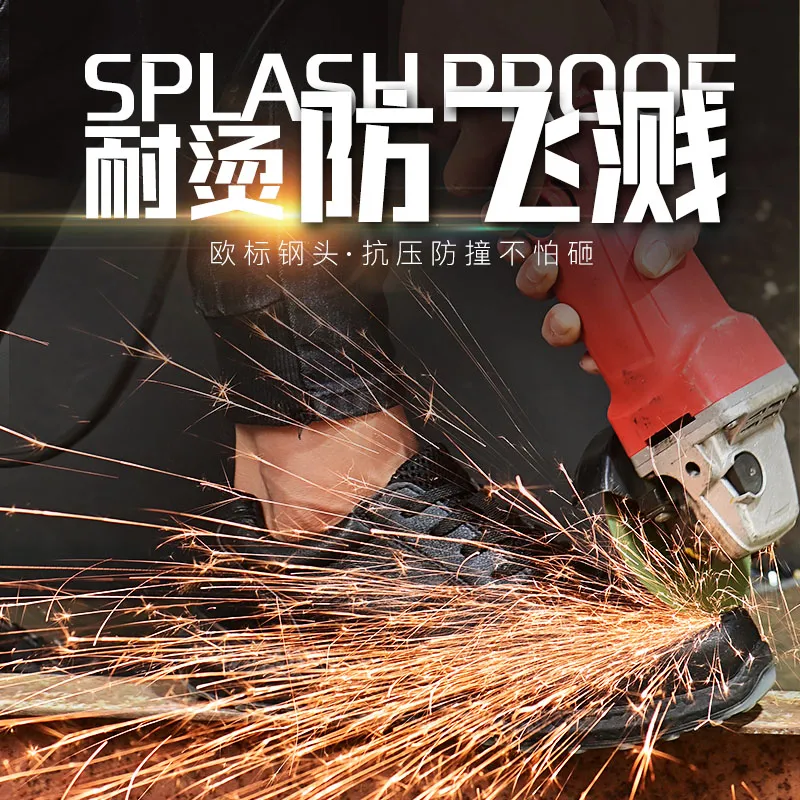Stylish Construction Breathable Lightweight Men Leather Brand Comfortable Safety Shoes