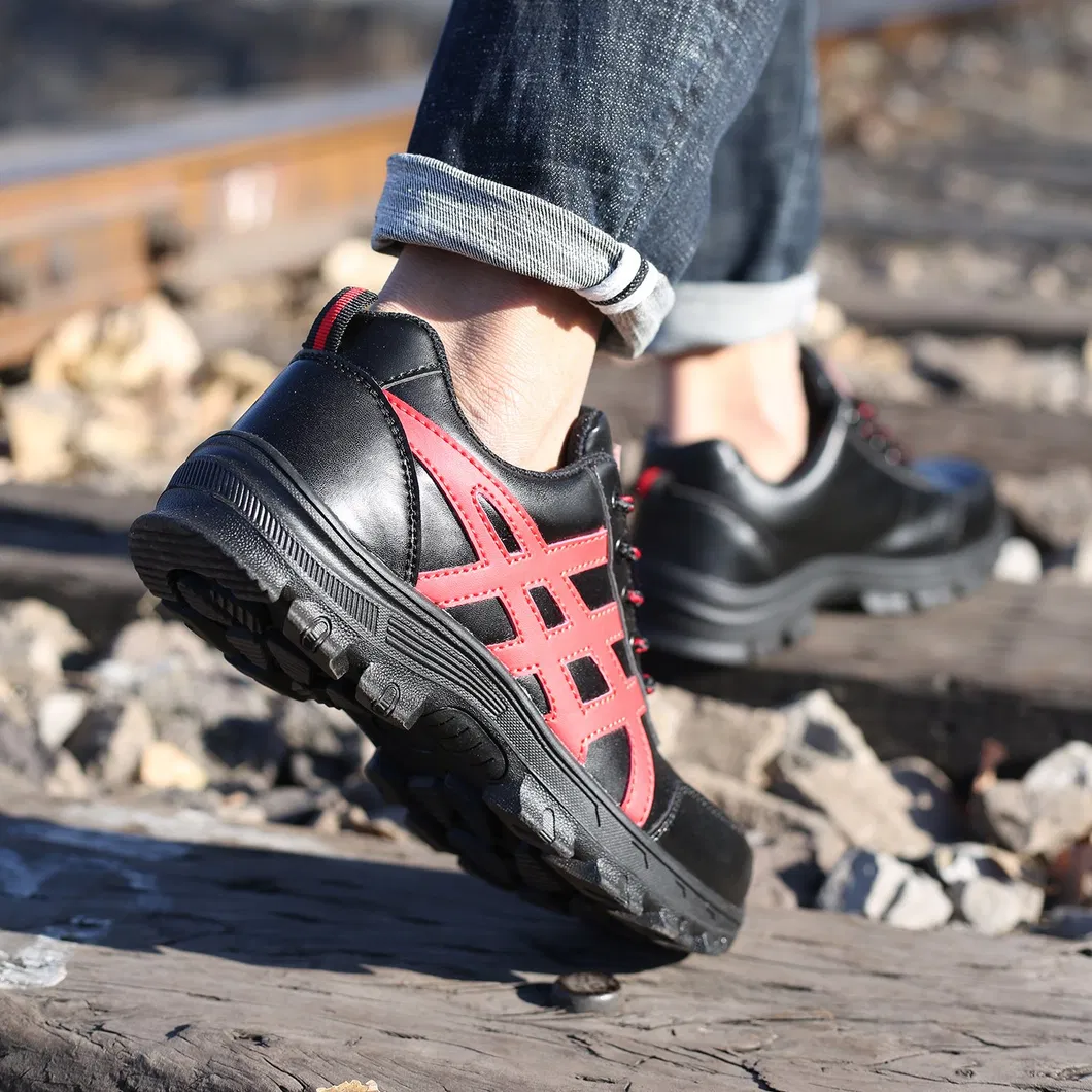 Stylish Construction Breathable Lightweight Men Leather Brand Comfortable Safety Shoes