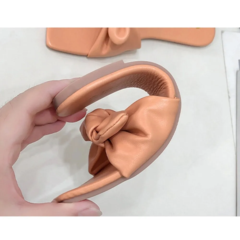Superstarer Trendy Anti-Skid Womens Sandal Shoes Rubber Flat Bow Tie Girl Wear Fashionable Female Sandals