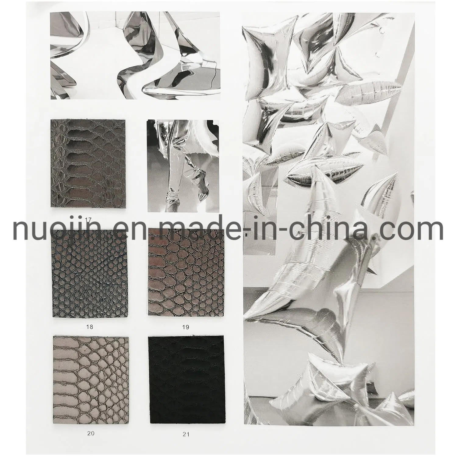 Symphony Fish Scale Colorful Embossing Synthetic PU Leather for Bags