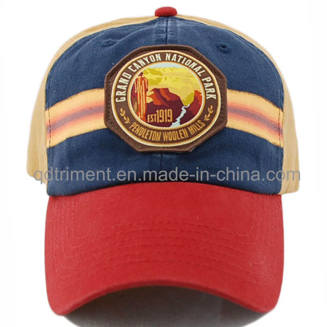 Washed Woven Patched Cotton Twill Sport Baseball Cap (TMB9239)