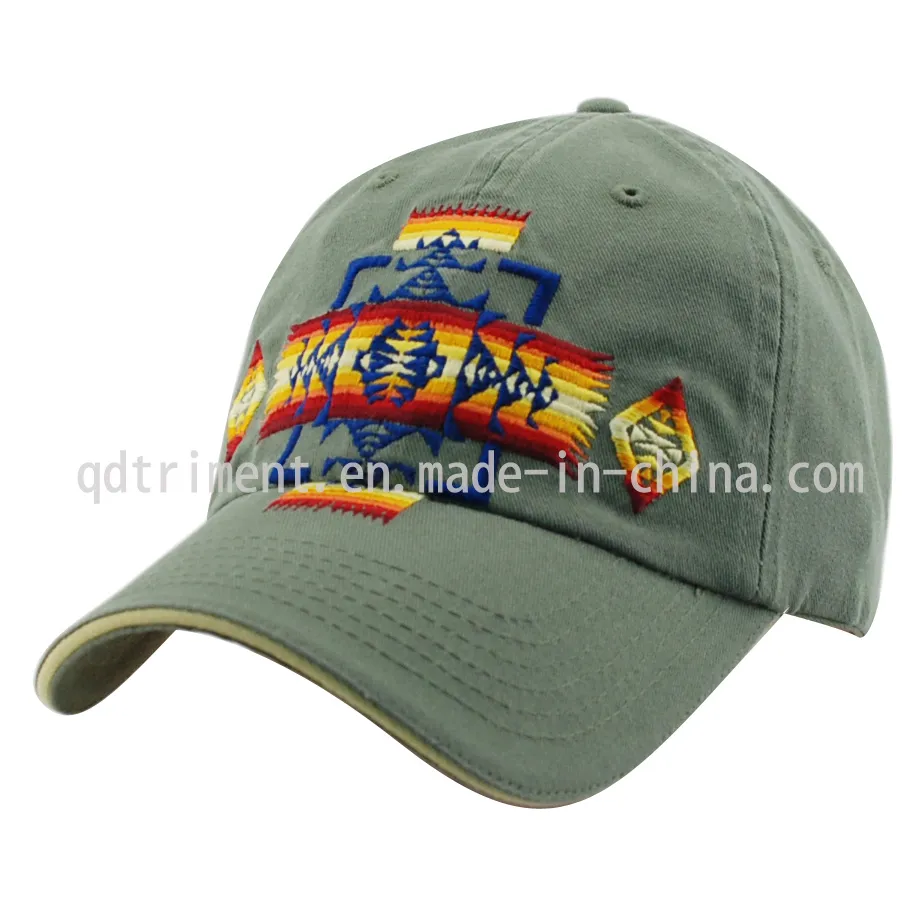Washed Woven Patched Cotton Twill Sport Baseball Cap (TMB9239)