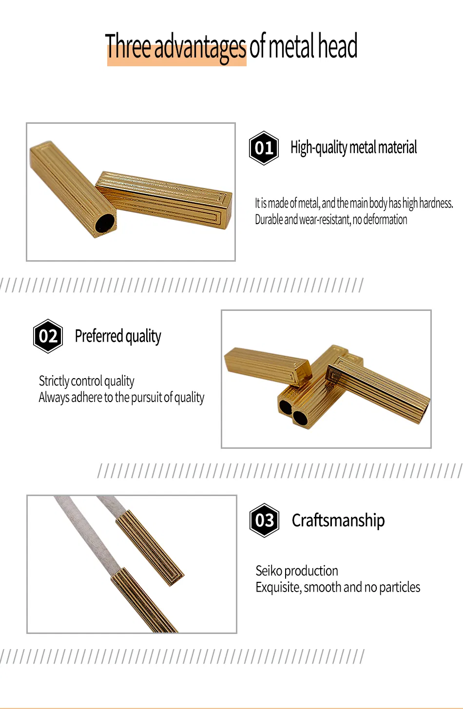 Weiou Manufacturer New High-Quality Golden Yellow Rectangular Metal Head Custom Replaceable Shoelace Head