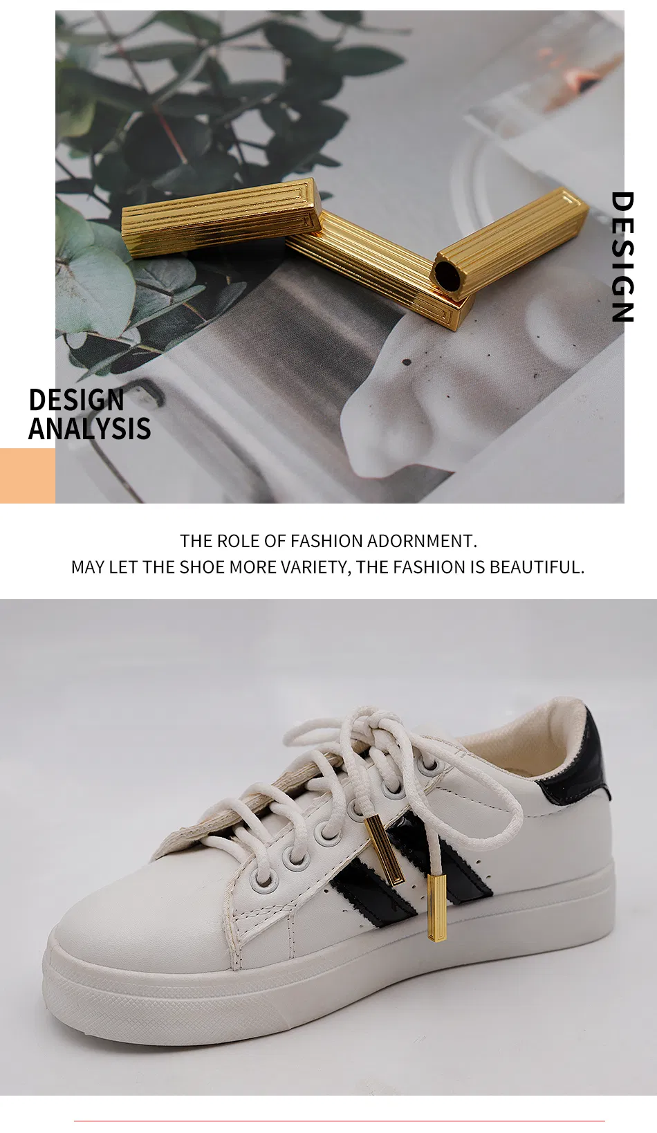 Weiou Manufacturer New High-Quality Golden Yellow Rectangular Metal Head Custom Replaceable Shoelace Head