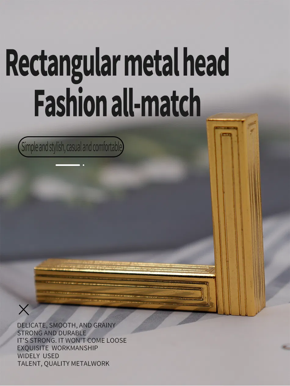 Weiou Manufacturer New High-Quality Golden Yellow Rectangular Metal Head Custom Replaceable Shoelace Head