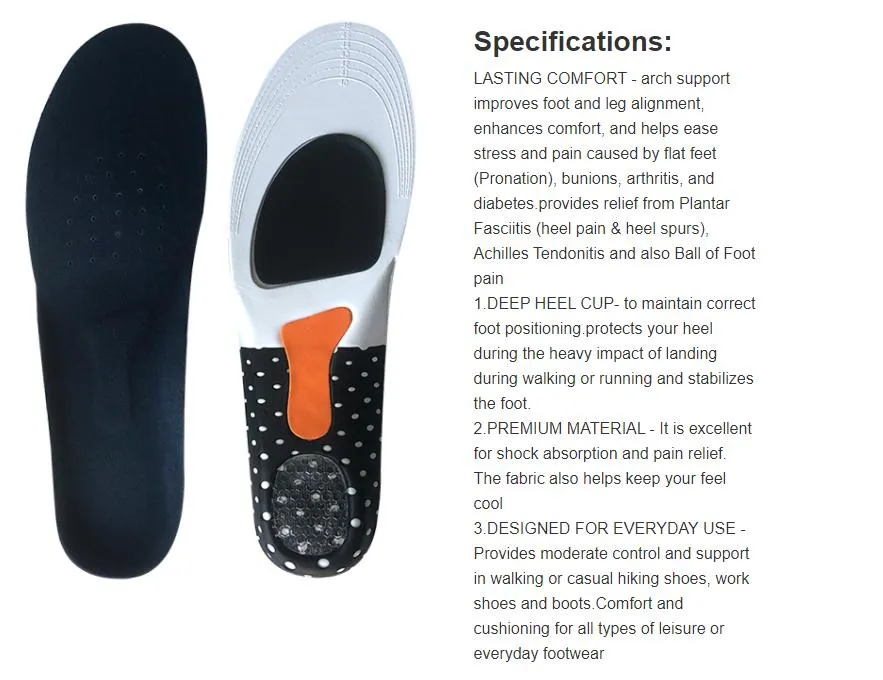 Wholesale EVA Sport Foot Orthotic Arch Support Shoe Insole