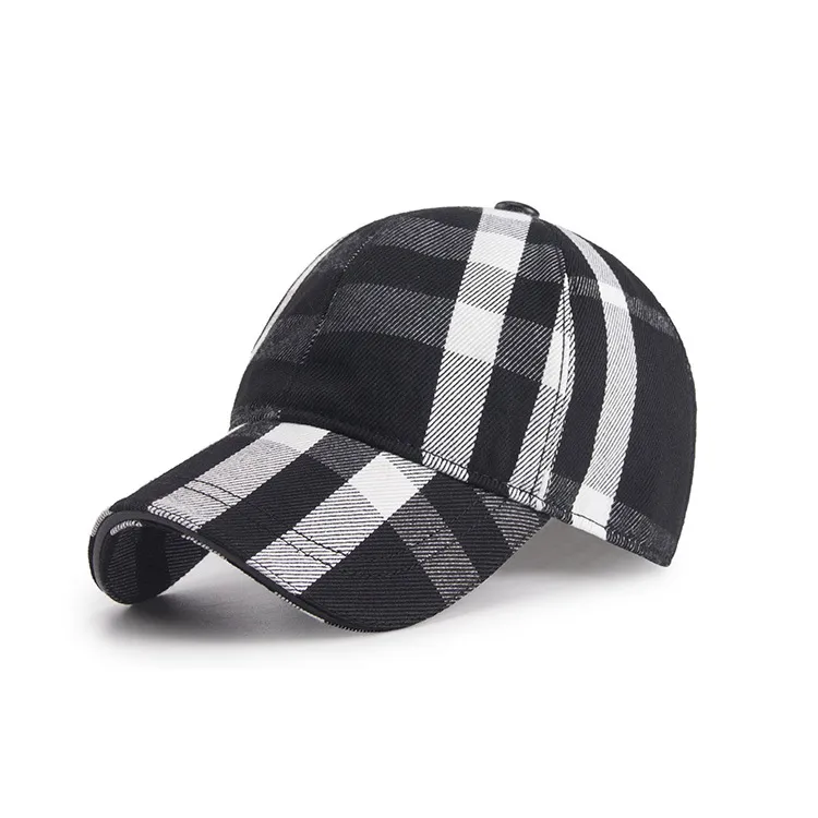 Wholesale New Fashionable Unisex Plaid Baseball Hats Striped Baseball Cap