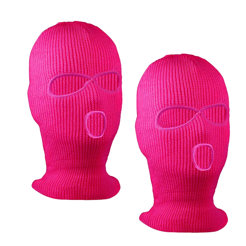 Wholesale Ski Mask Knitted Beanie Face Cover Winter Balaclava 3 Hole Full Face Plain Mask for Winter Outdoor Sports Hat