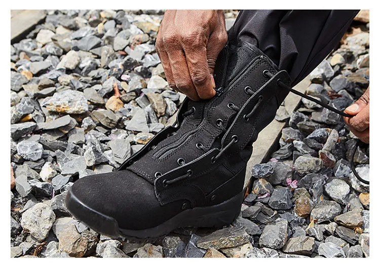 Wholesale Wear-Resistant Waterproof Quick-Release Zip Cow Leather Cushioning Combat Desert Tactical Army Military Boots for Sale