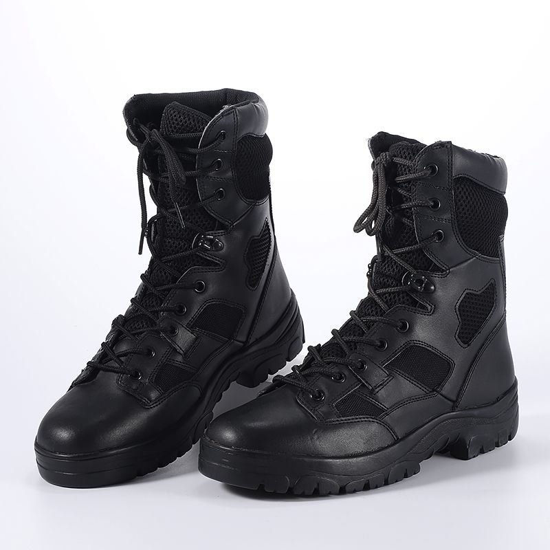 Wholesale Wear-Resistant Waterproof Quick-Release Zip Cow Leather Cushioning Combat Desert Tactical Army Military Boots for Sale Suede Cow Leather A2