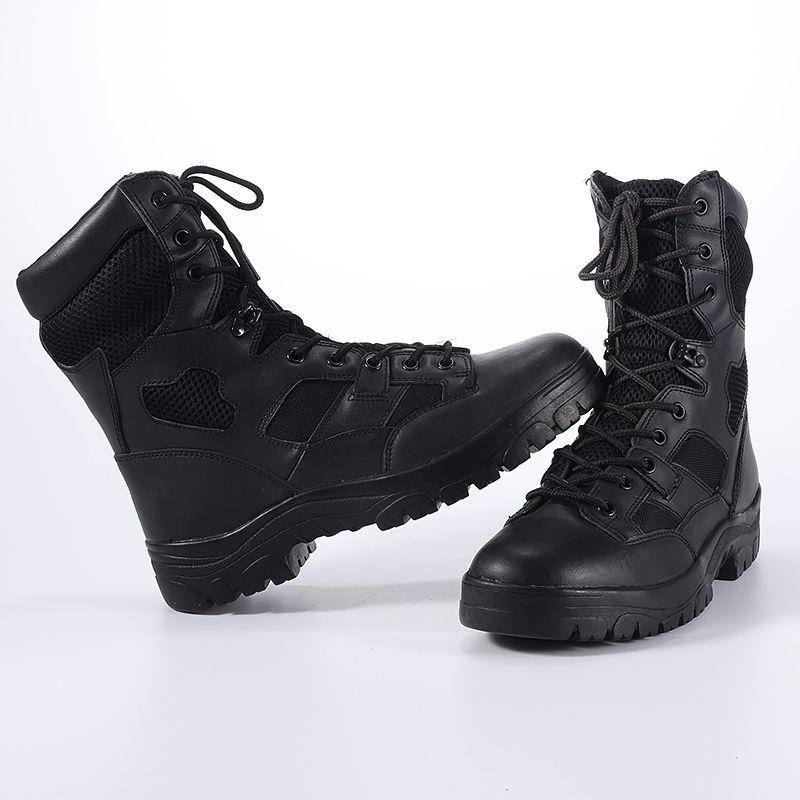 Wholesale Wear-Resistant Waterproof Quick-Release Zip Cow Leather Cushioning Combat Desert Tactical Army Military Boots for Sale Suede Cow Leather A2