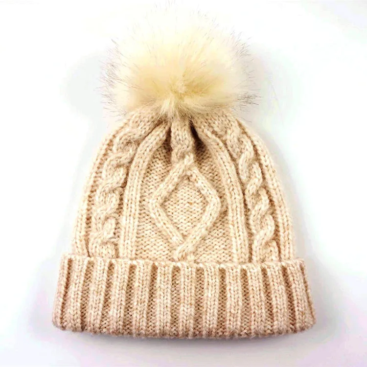 Wholesale Winter Short Knit Bowler Hat Hat Hip Hop Trend Wool Hat with POM POM