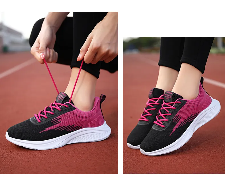 Wholesale Women Flyknit Sneakers OEM Jogging Sport Running Shoes