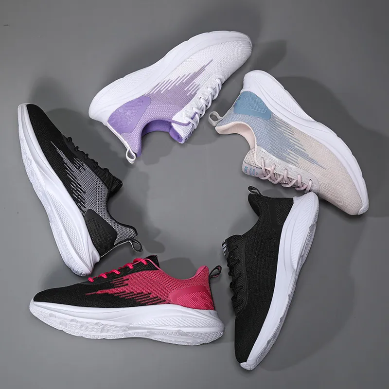 Wholesale Women Flyknit Sneakers OEM Jogging Sport Running Shoes