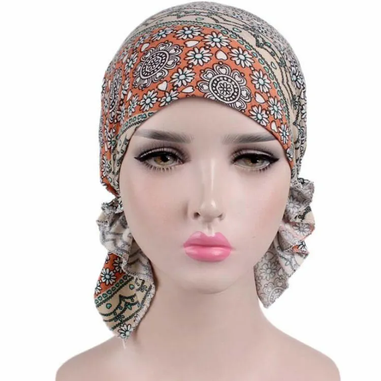 Women Turban Flower Pattern Cotton Fashion Head Wear