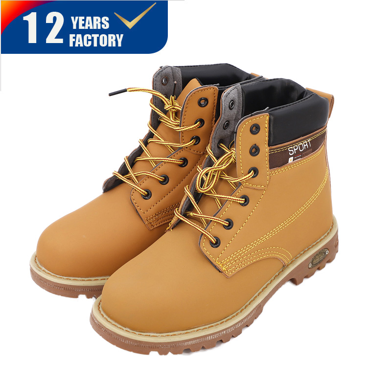 Yellow Color Rubber Water Proof Lace up Working European Safety Shoes