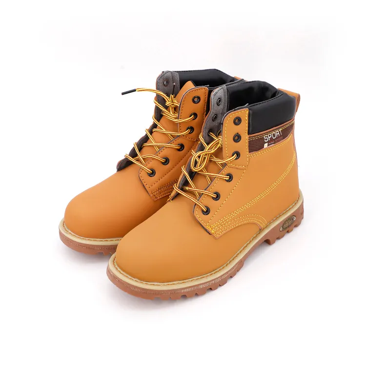Yellow Color Rubber Water Proof Lace up Working European Safety Shoes